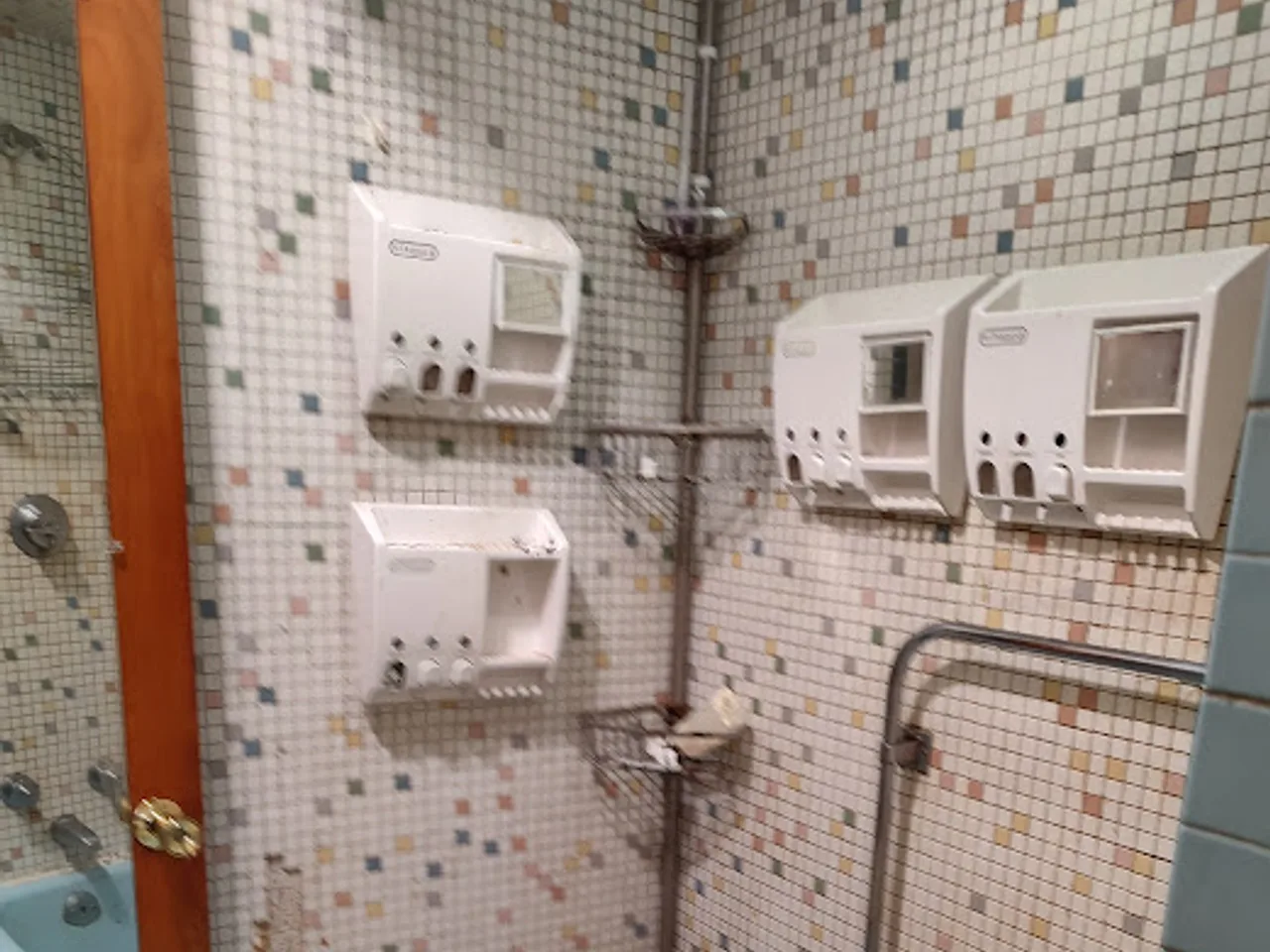 Tub-to-shower bathroom remodel in Easton, MA, before
